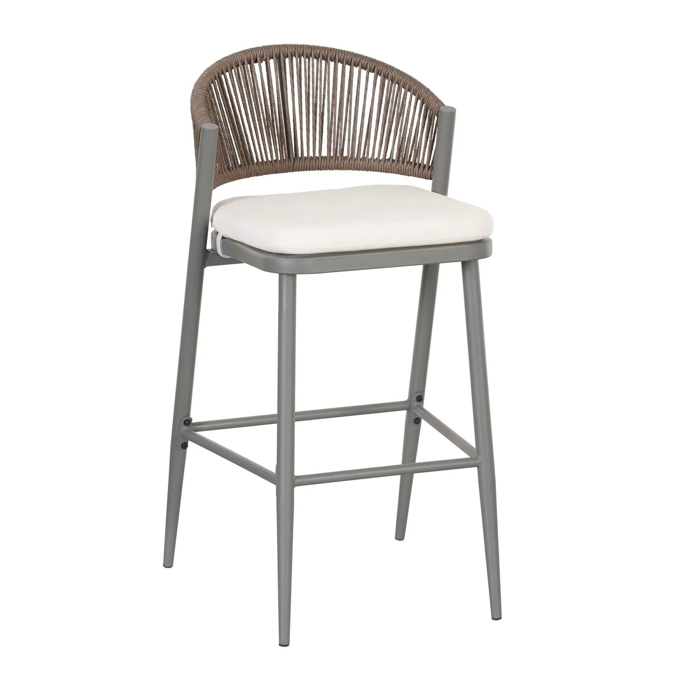 Outdoor Bar Height Metal Frame Counter Stools with Scallop-Shaped Backrest & Water-Resistant Cushions by HouseOfZazla