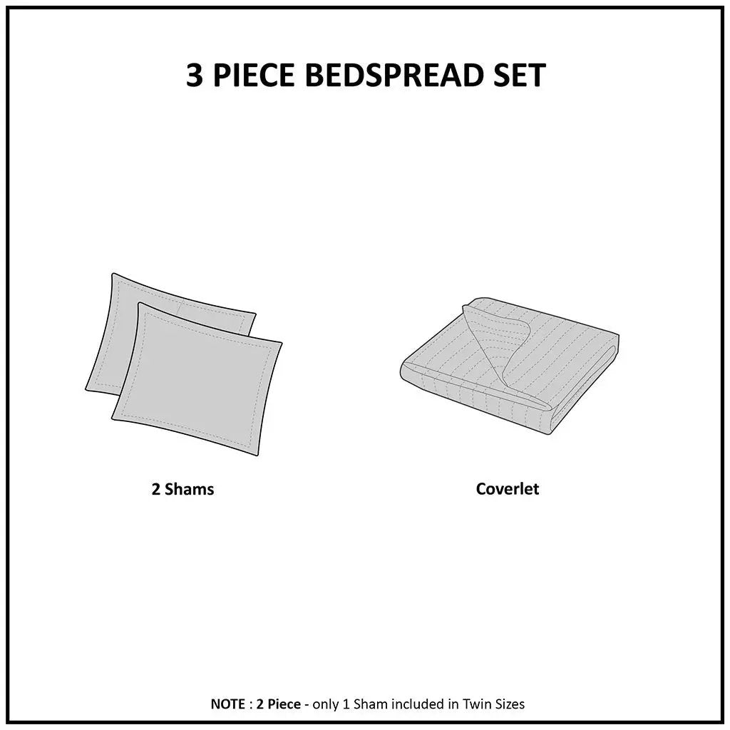 3 Piece Split Corner Pleated Quilted Bedspread by HouseOfZazla
