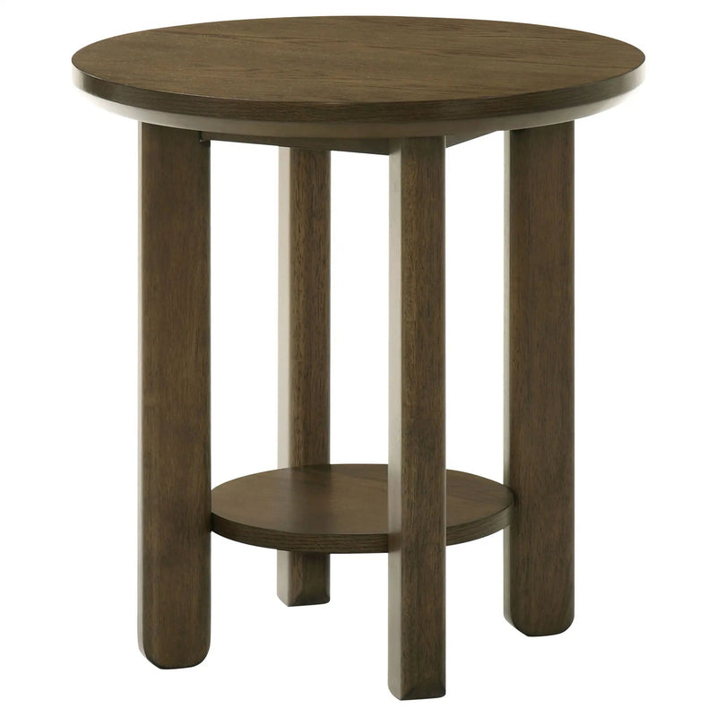 Ottowa 22-Inch Round Wood Side End Table with Shelf Brown by Unique Piece Furniture