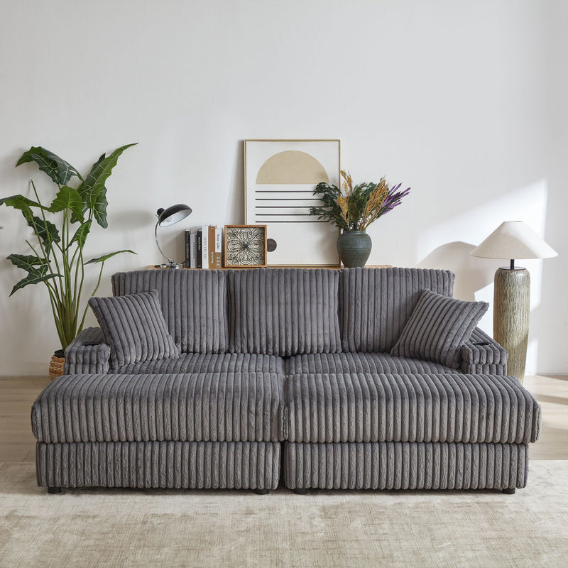 3 Seater Sofa With 2 Ottomans For Living Room by HouseOfZazla