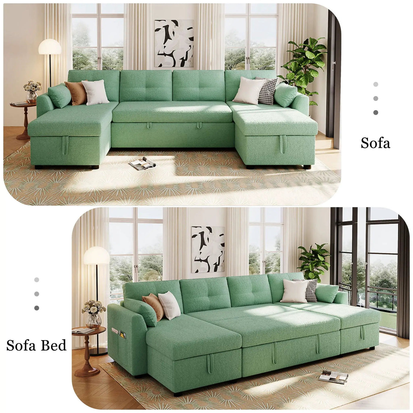 U-Shaped Sectional Sofa Bed With Storage And USB Ports by Unique Piece Furniture