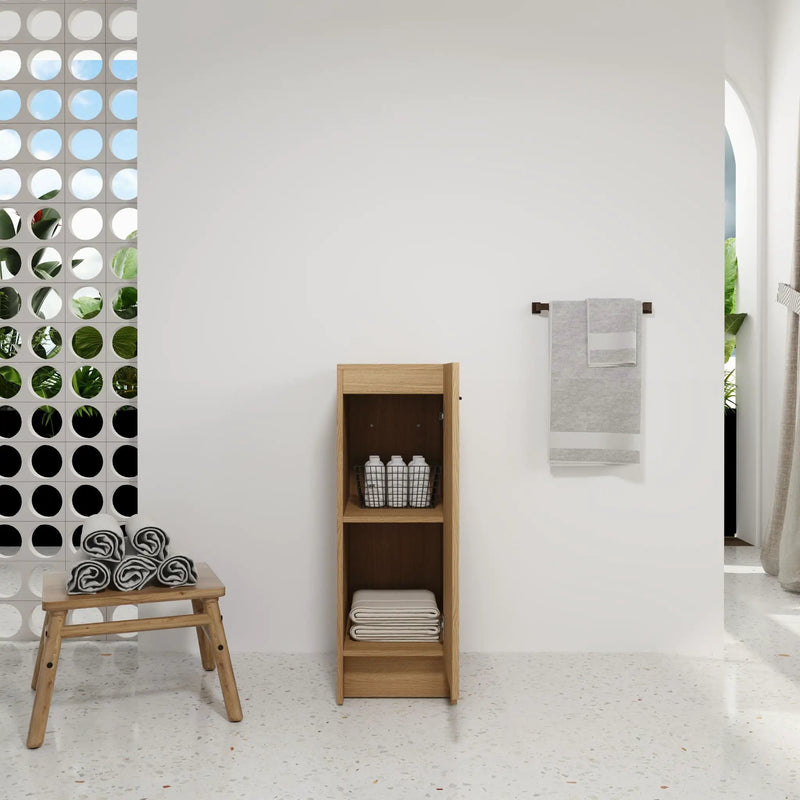 Slim Freestanding Bathroom Storage Cabinet - Light Oak by Unique Piece Furniture