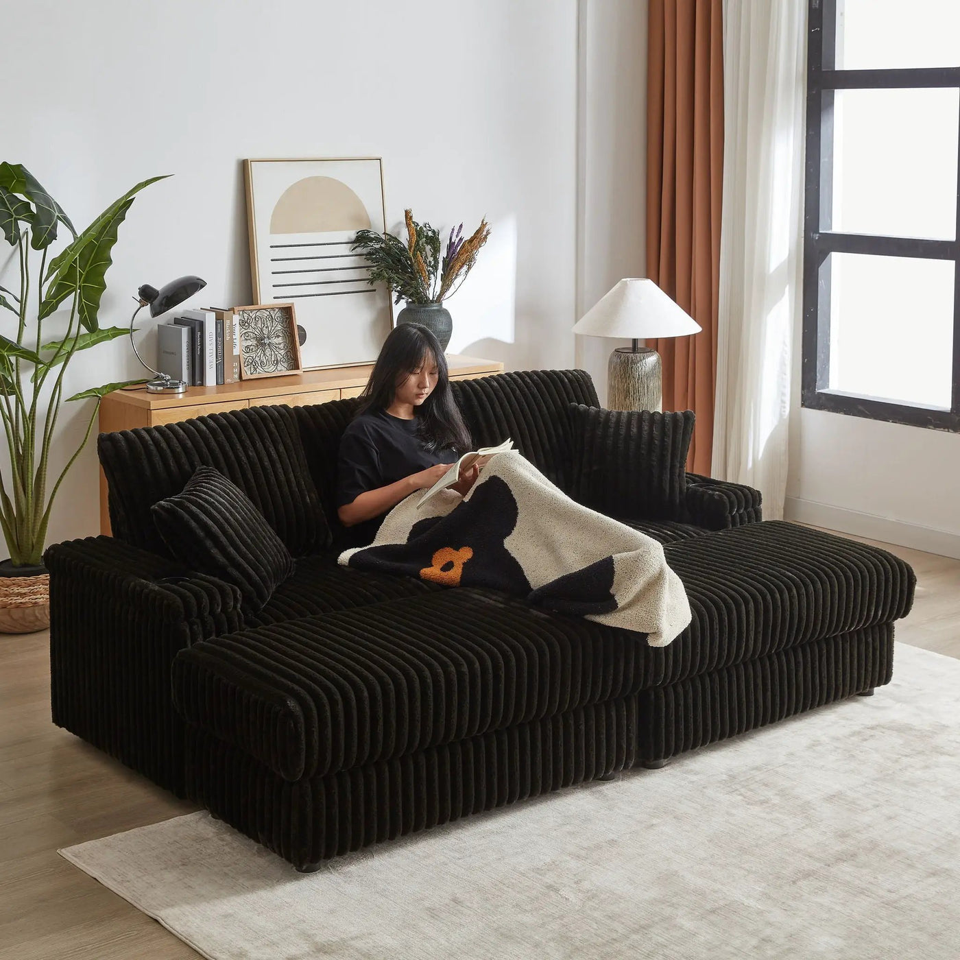 3 Seater Sofa With 2 Ottomans For Living Room by HouseOfZazla
