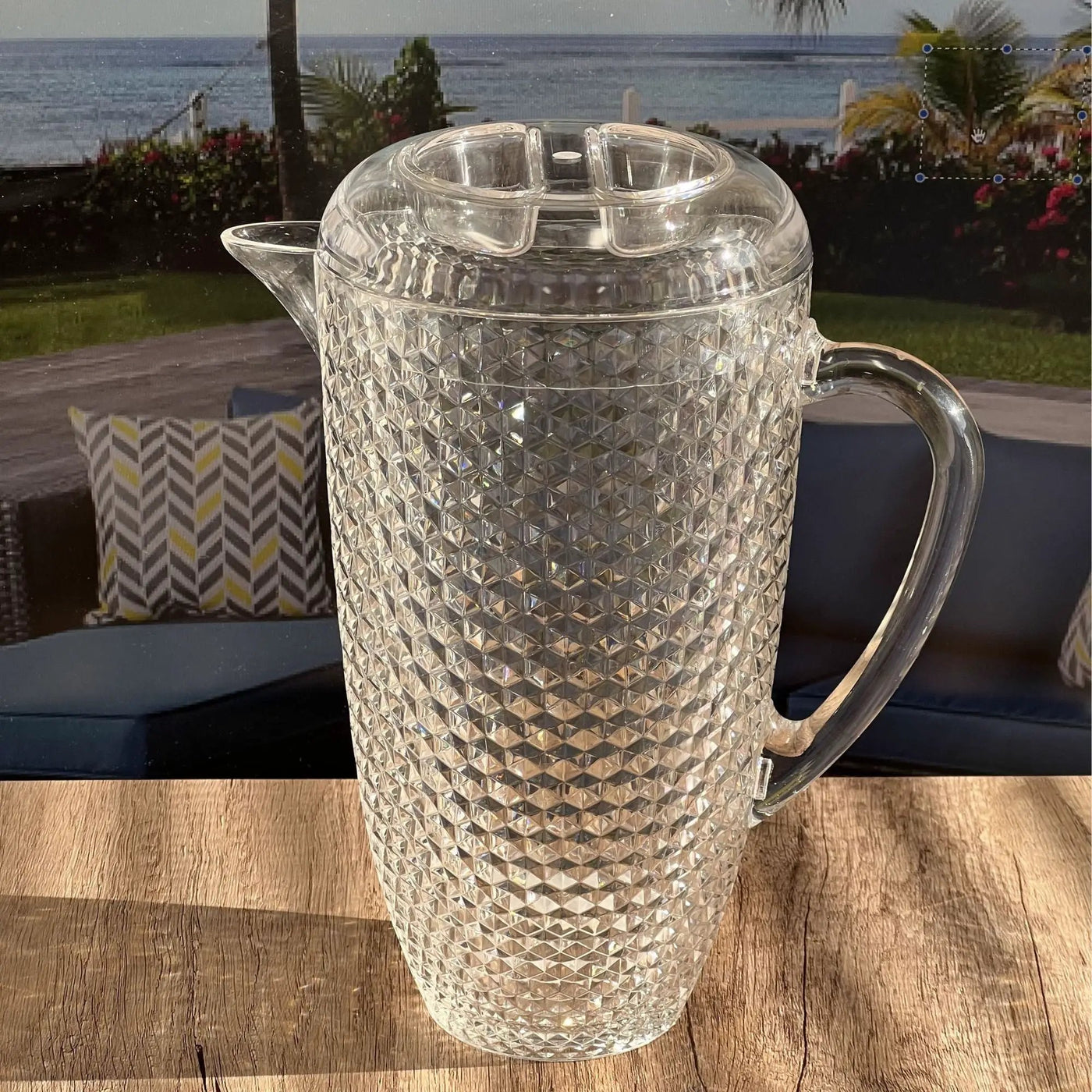 Diamond Cut Unbreakable Plastic Water Pitcher With Lid by HouseOfZazla