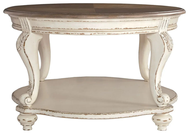 Realyn - Oval Cocktail Table - White / Brown by Unique Piece Furniture