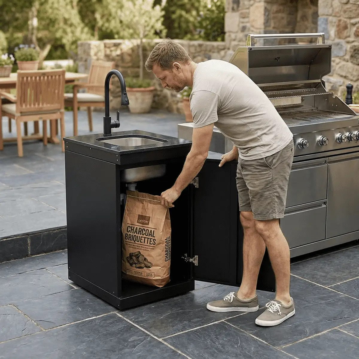 Single Door Sink Cabinet with Tap Stainless Steel Outdoor Kitchen by Chery Industrial