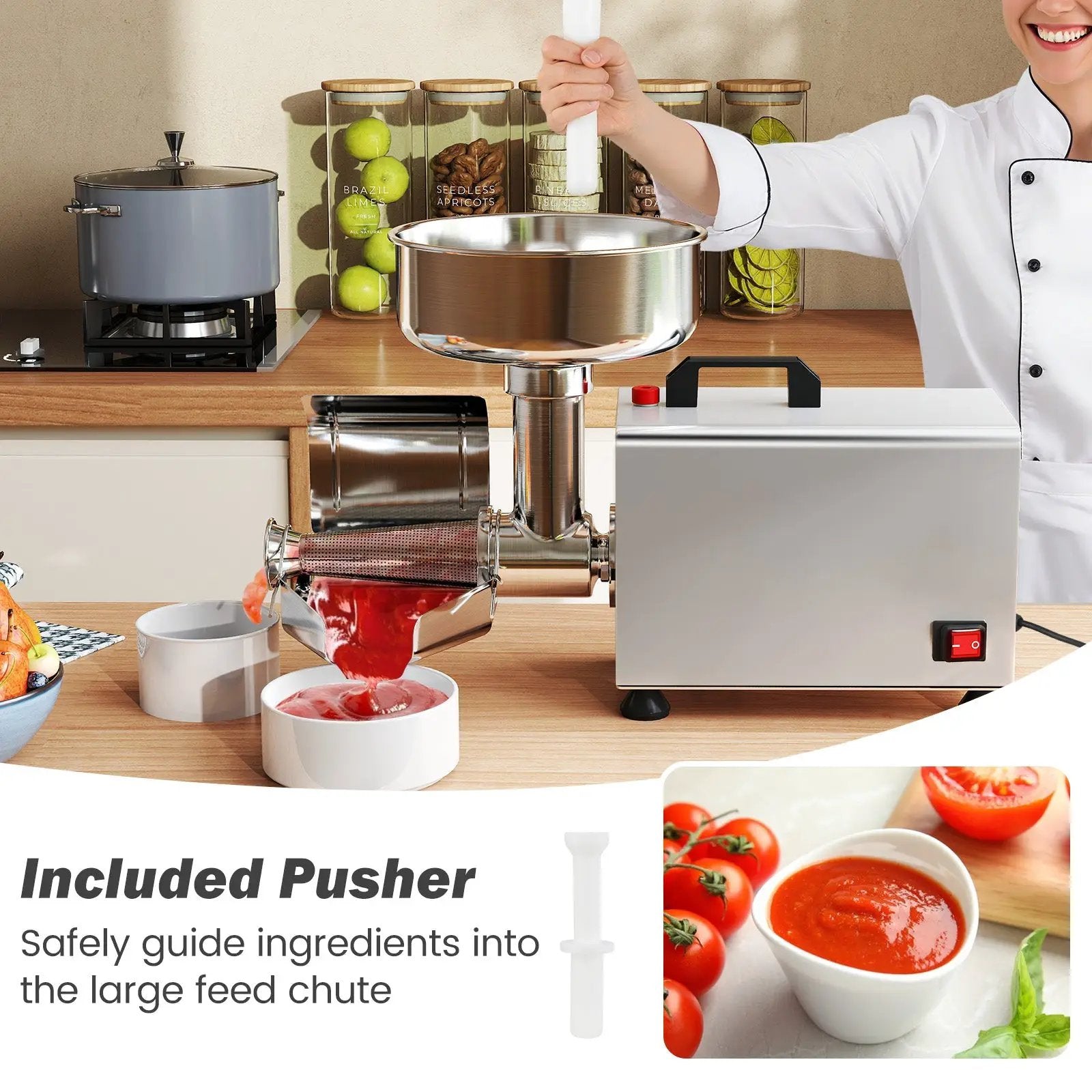 450W Electric Tomato Strainer Commercial Grade Food Mill Stainless Steel Sauce Maker by DirectDeals