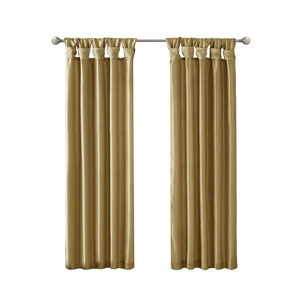 Twist Tab Lined Window Curtain Panel Bronze 50x84 by HouseOfZazla