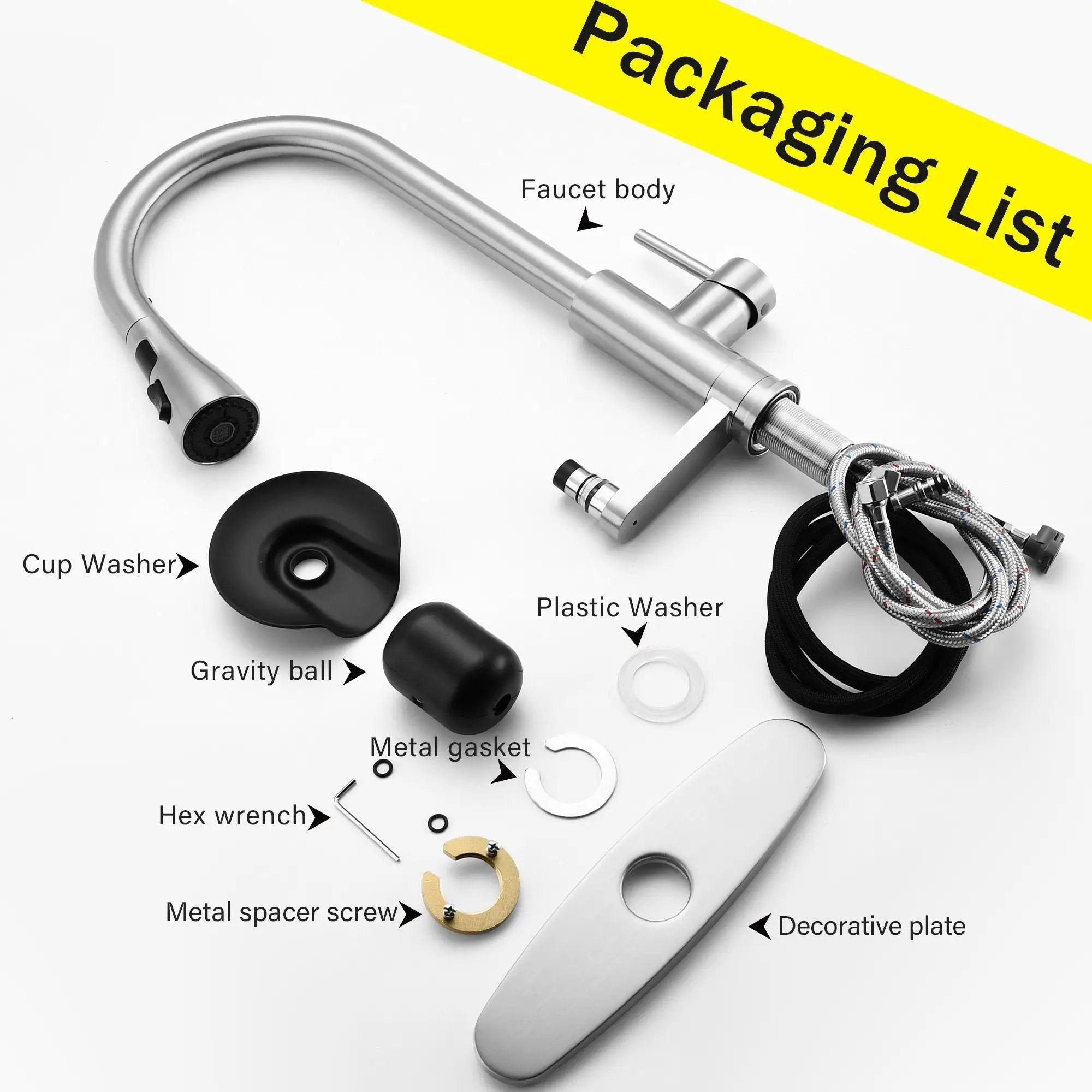 3-in-1 Kitchen Faucet with LED Temperature Display, Press-Type Glass Rinser, Pull-Down Sprayer, 3 Spray Modes, Brushed Nickel Finish, Stainless Steel Construction by HouseOfZazla