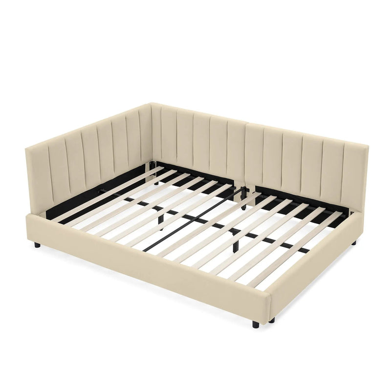Mid-Century Upholstered Tufted Bed Frame With Backrest And Armrests by Unique Piece Furniture