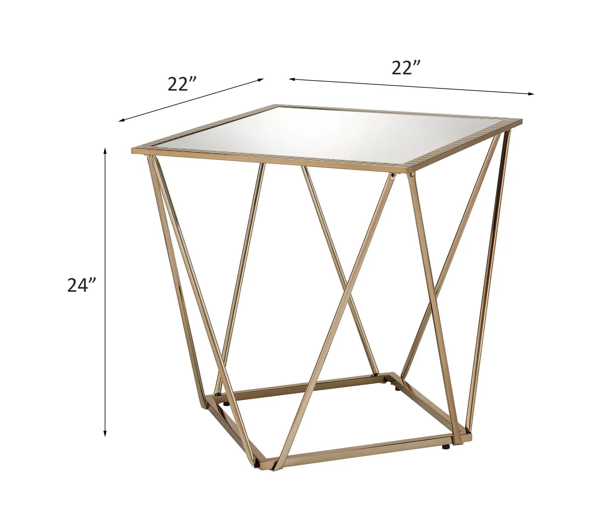 Fogya - End Table - Mirrored & Champagne Gold by Unique Piece Furniture