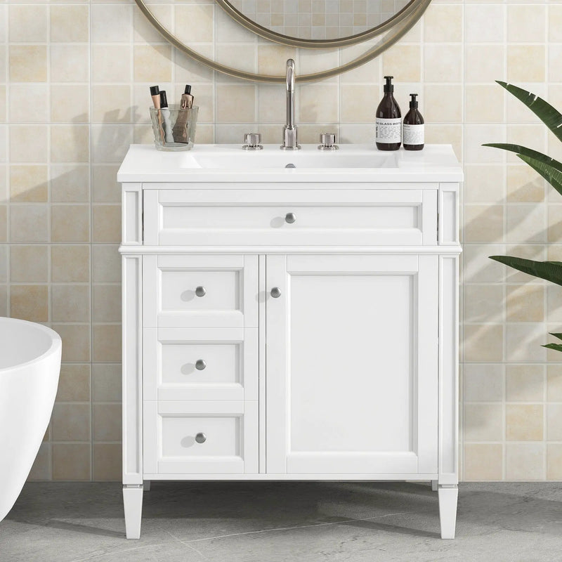 Bathroom Vanity With 2 Drawers And Tip-Out Drawer, Storage Cabinet
