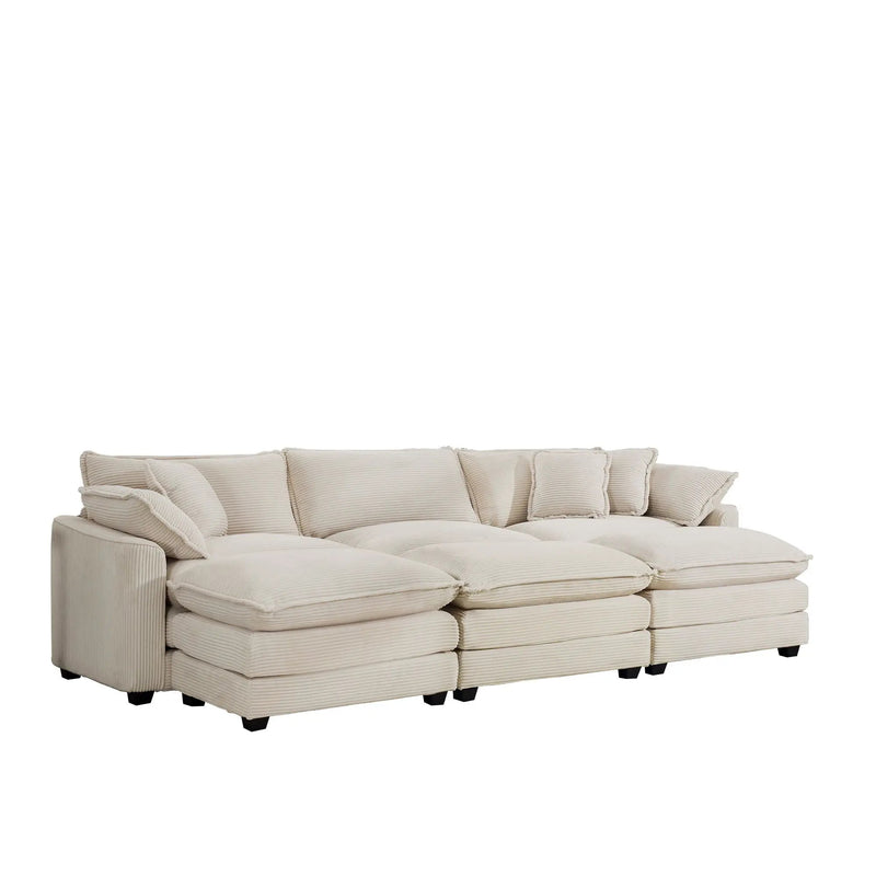 Modern Oversized Modular Cushion Sofa With Ottoman, Low Back, Deep Seating Sofa Set by Unique Piece Furniture