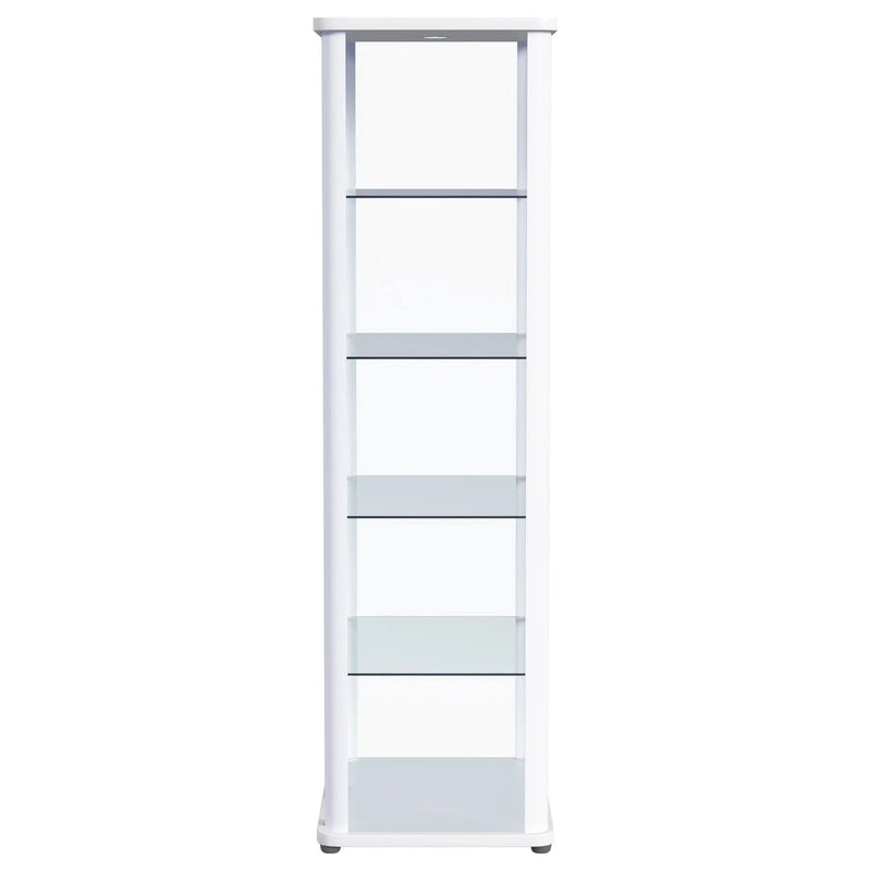 Aero 5-shelf Display Curio Cabinet with LED Lighting White by Unique Piece Furniture