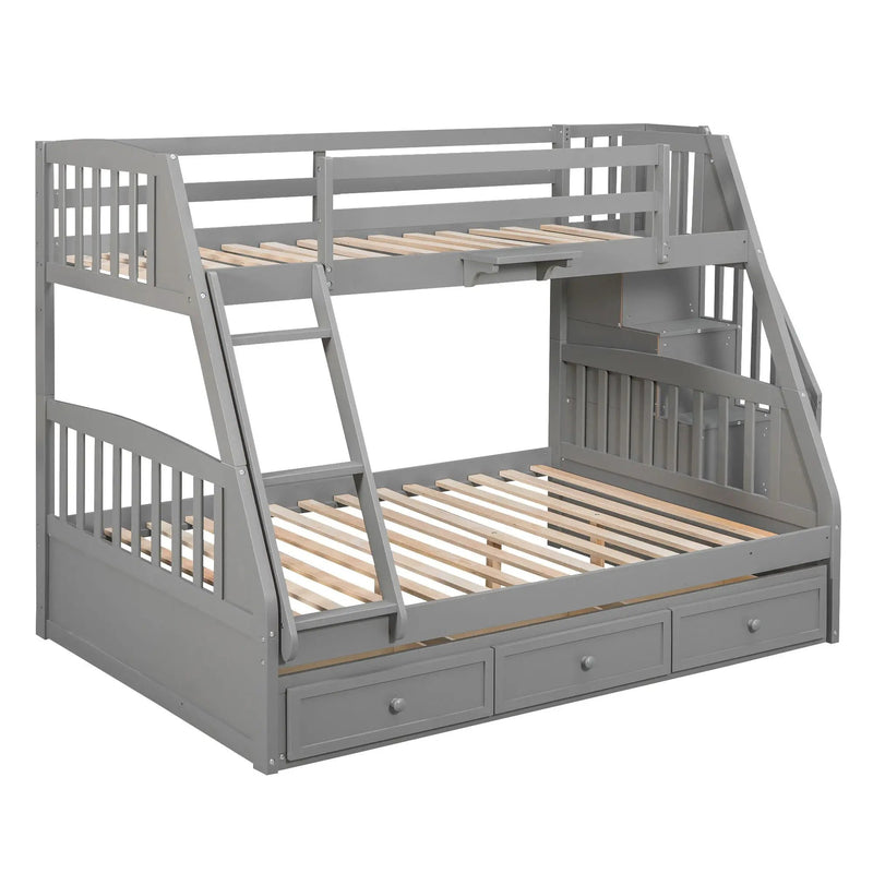 Bunk Bed With Drawers, Ladder And Storage Staircase by HouseOfZazla