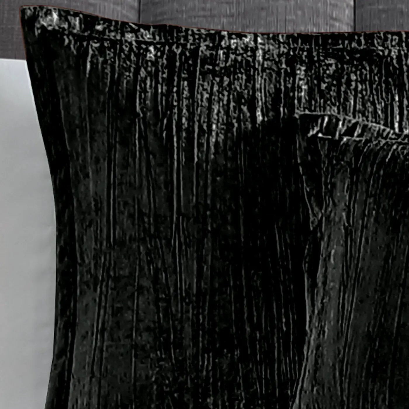 Turin 7 Piece Black Crinkle Velvet Comforter Set by HouseOfZazla