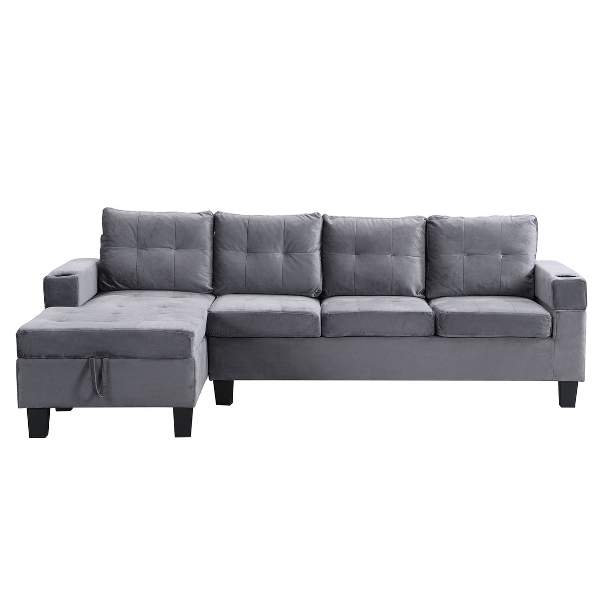 Modern Sectional Sofa Set With L Shape Chaise Lounge and Storage - Dark Gray, photo 12 of 30