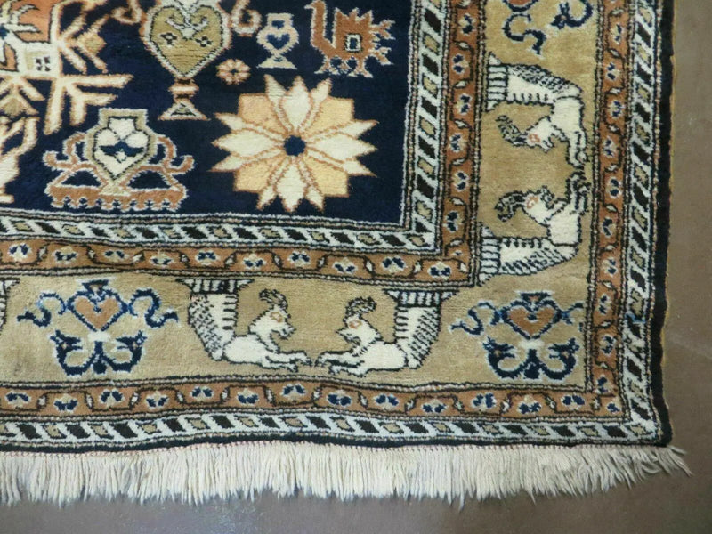 Persian Qum Rug 5.6 x 8.8, Navy Blue by Jewel Rugs