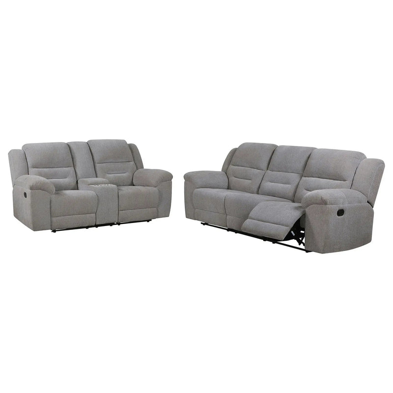 Gilson 2-piece Chenille Upholstered Reclining Sofa Set Grey by Unique Piece Furniture