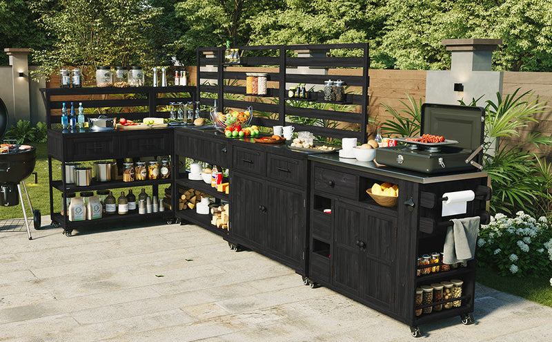 TOPMAX 41.7'' Large Patio Rolling Kitchen Island with Sink by HouseOfZazla