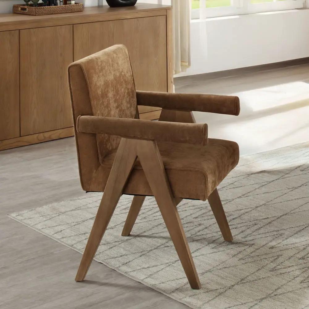 Zoey - Arm Chair (Set of 2) - Chocolate Chenille & Oak by Unique Piece Furniture