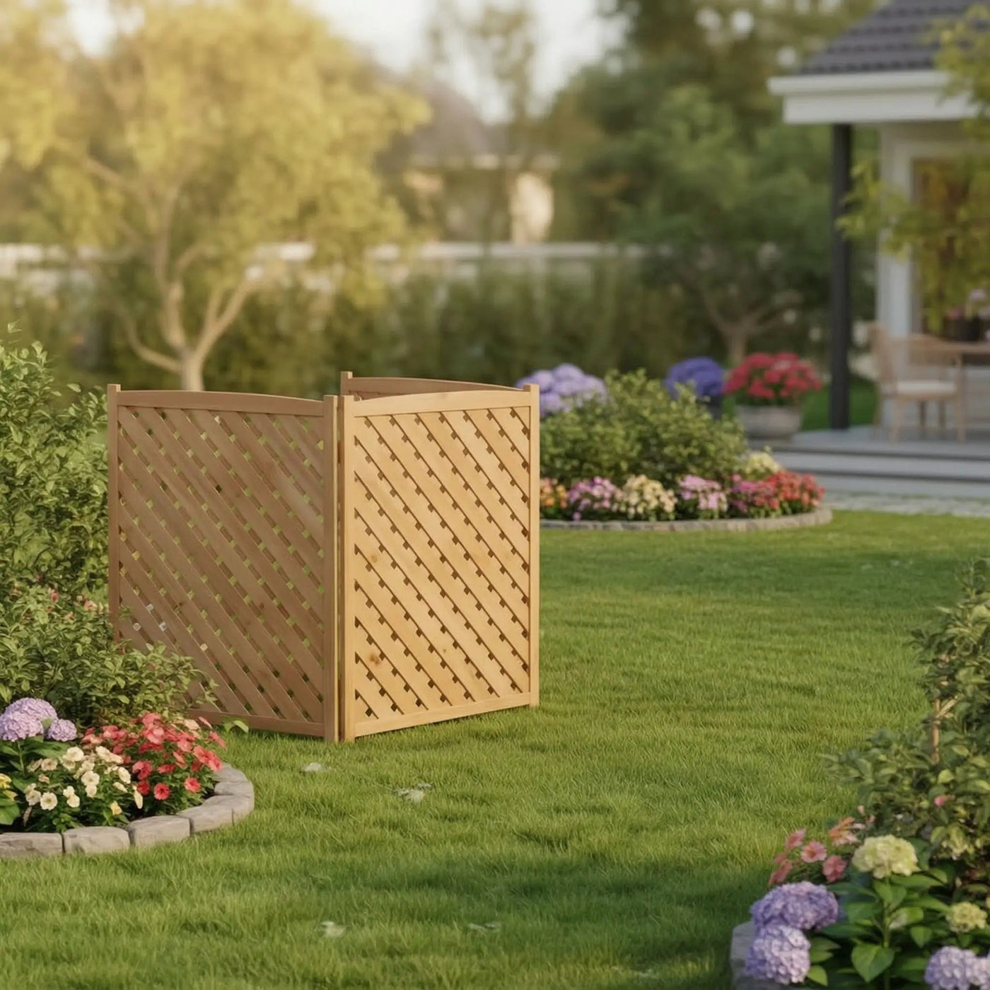Outdoor 3 Panel Air Conditioner Fence Screen by HouseOfZazla