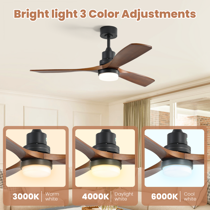 52 Inch Indoor Ceiling Fan with Dimmable LED Light and Remote Control by HouseOfZazla