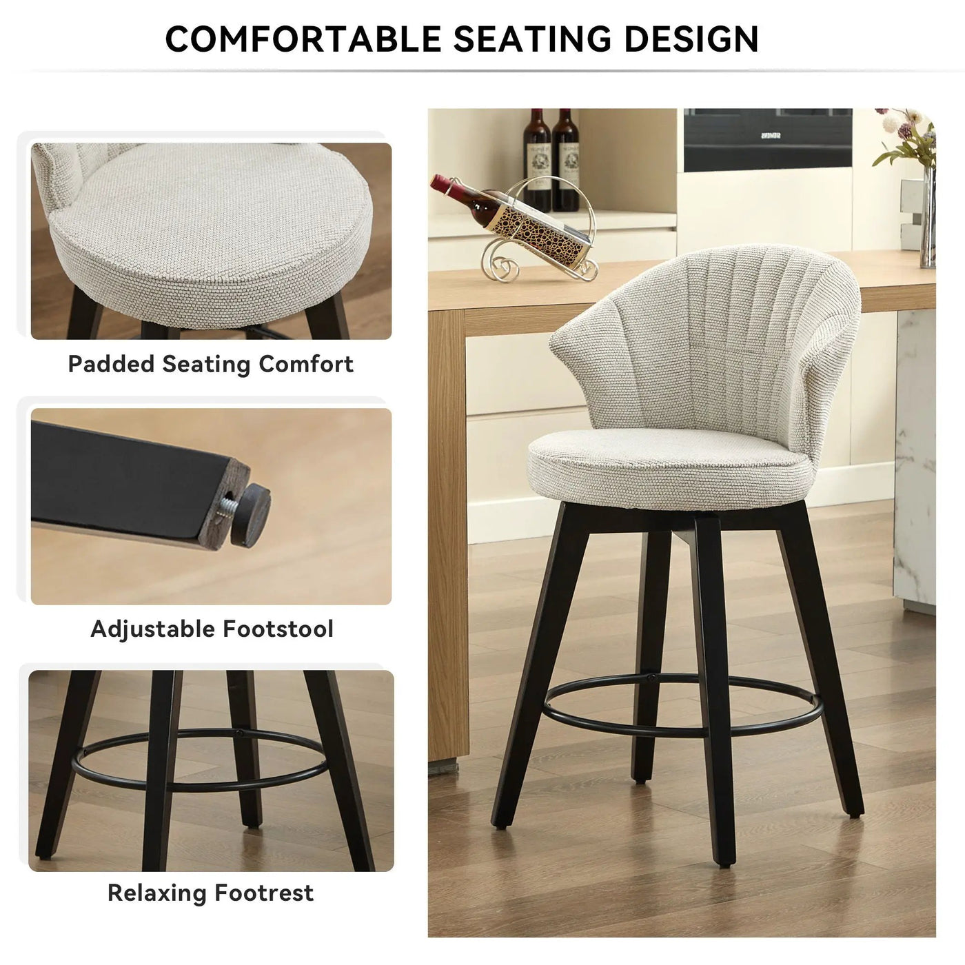Wing Back Swivel Bar Stools (Set of 2) by HouseOfZazla