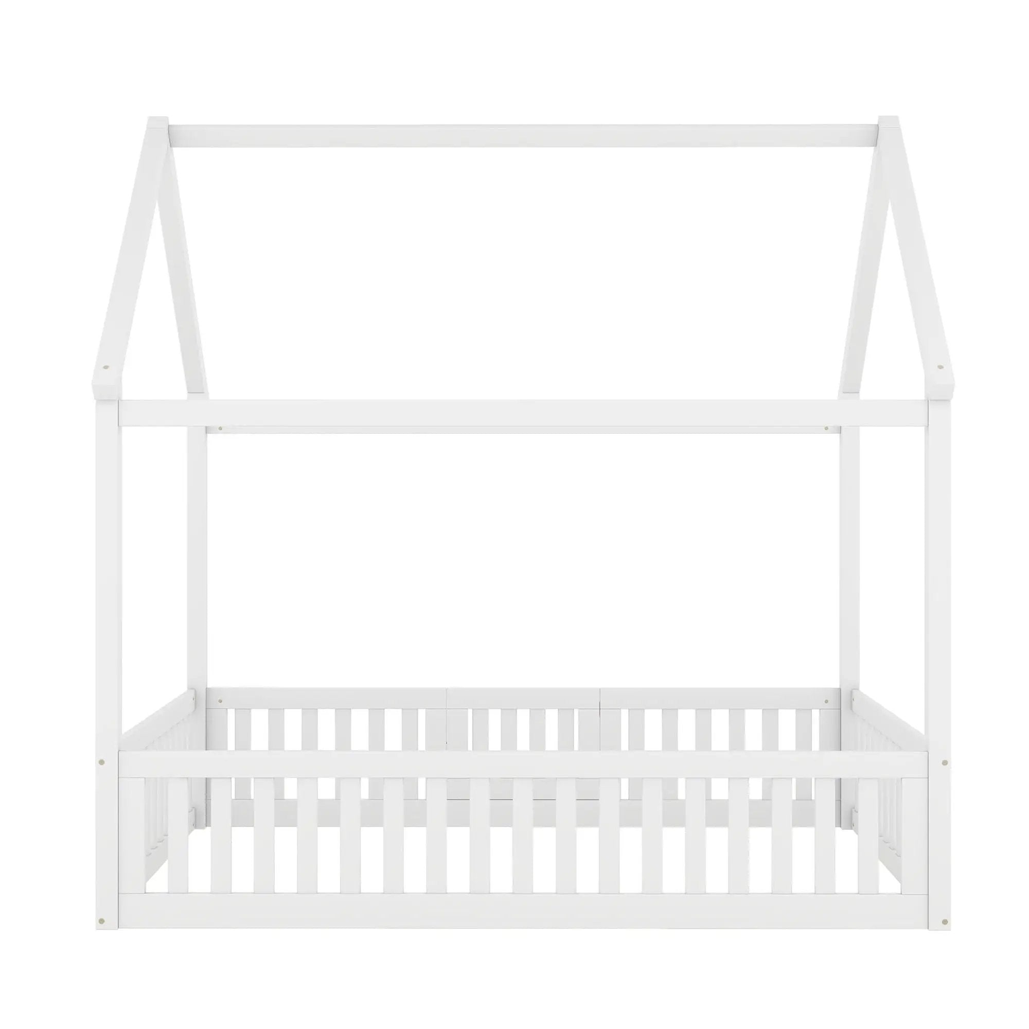 Wood House Bed With Fence And Door by HouseOfZazla