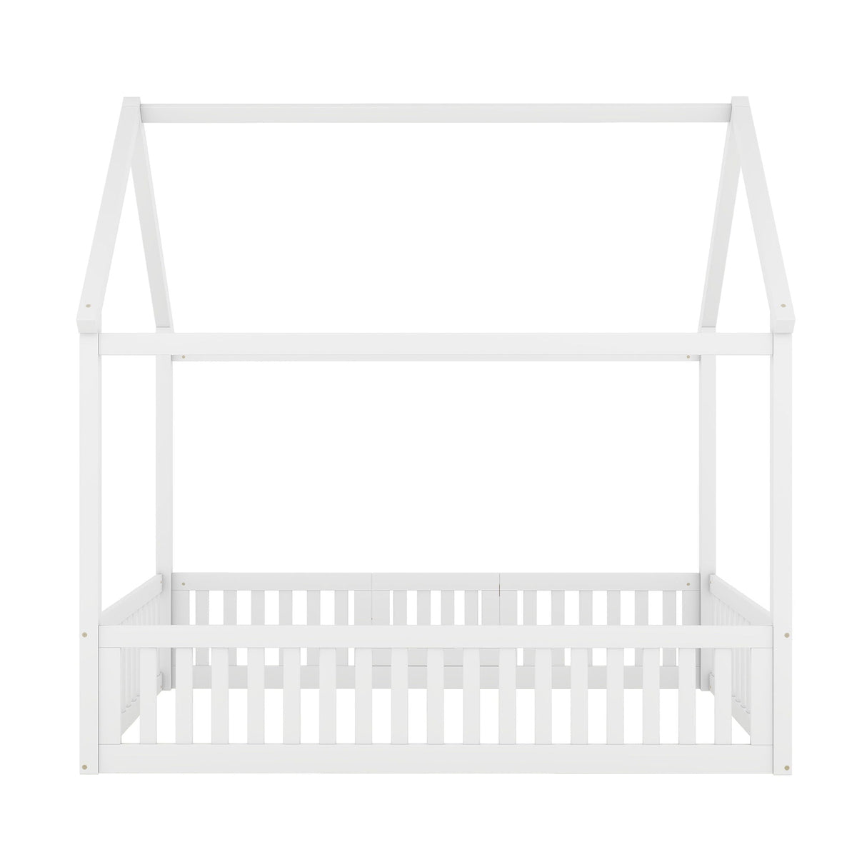 Wood House Platform Bed with Fence and Door - White or Dark Gray, photo 3 of 40