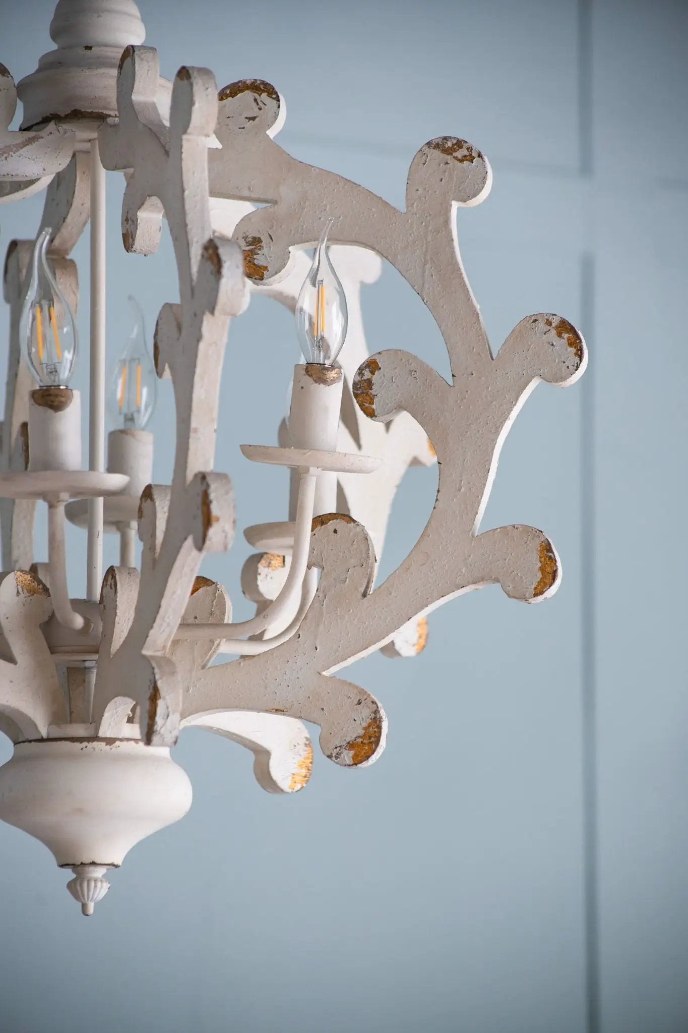 6 Light Chandelier, Hanging Light Fixture With Adjustable Chain For Kitchen, Bulb Not Included - White by Unique Piece Furniture