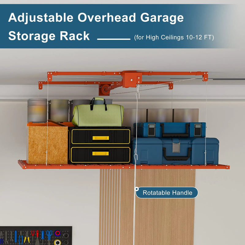 Orange Overhead Garage Storage Rack 4x8 FT by HouseOfZazla