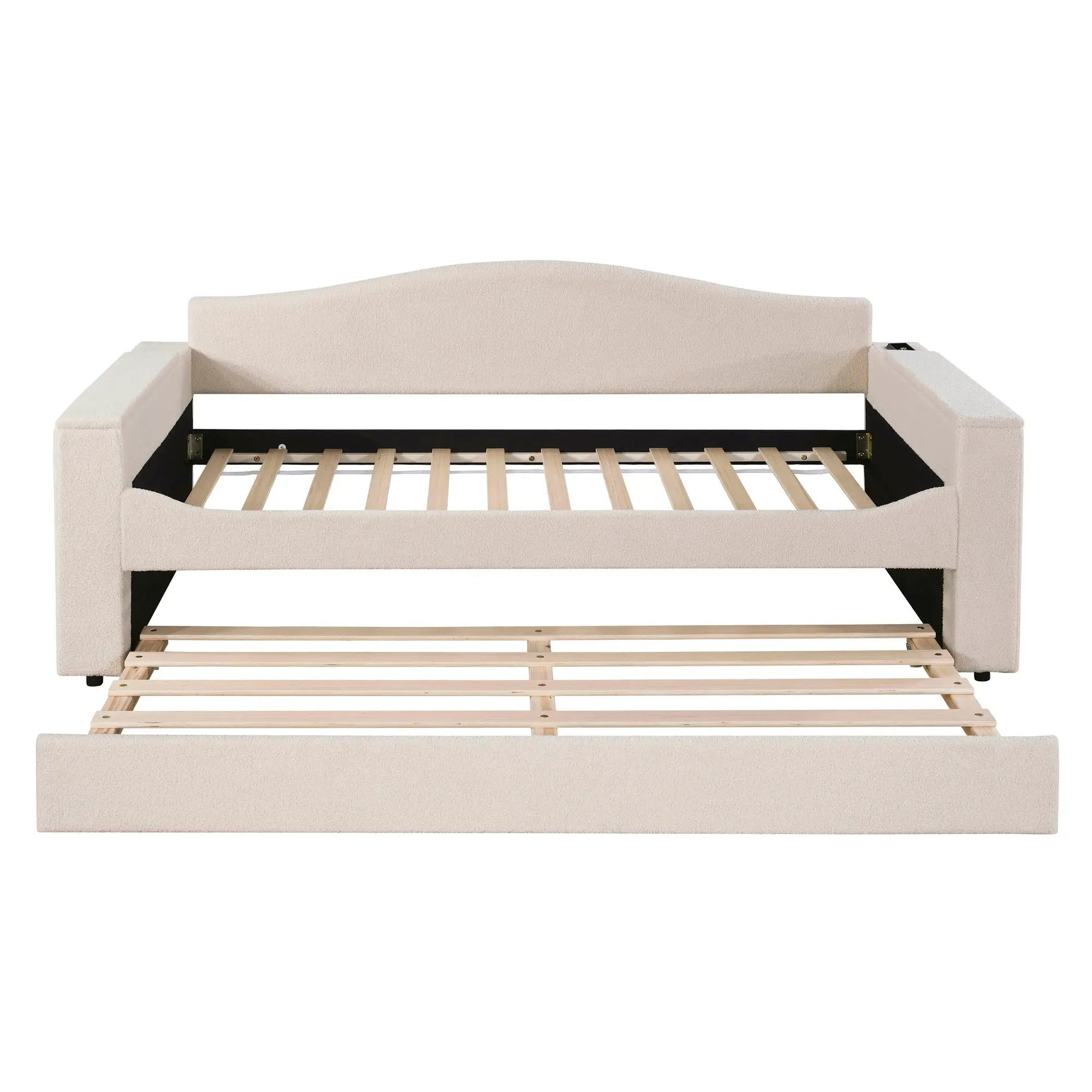 Upholstered Daybed With Storage Armrests, Trundle And Latest Integrated tooth Audio System by Unique Piece Furniture