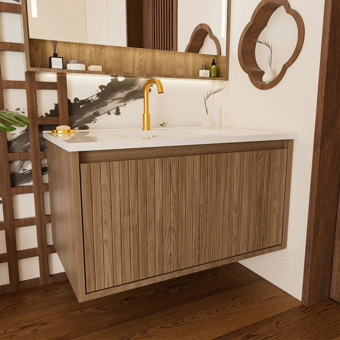 Wall Mounted Floating Bathroom Vanity With Sink And Drawers by HouseOfZazla