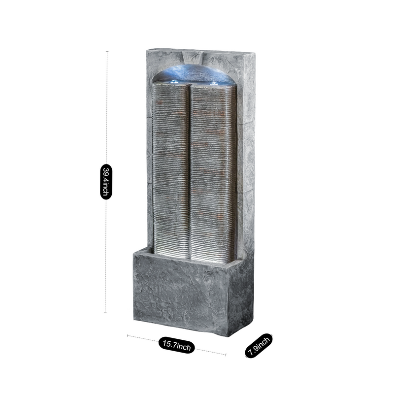 Outdoor Water Fountain Cascading LED Lights 39' H by HouseOfZazla