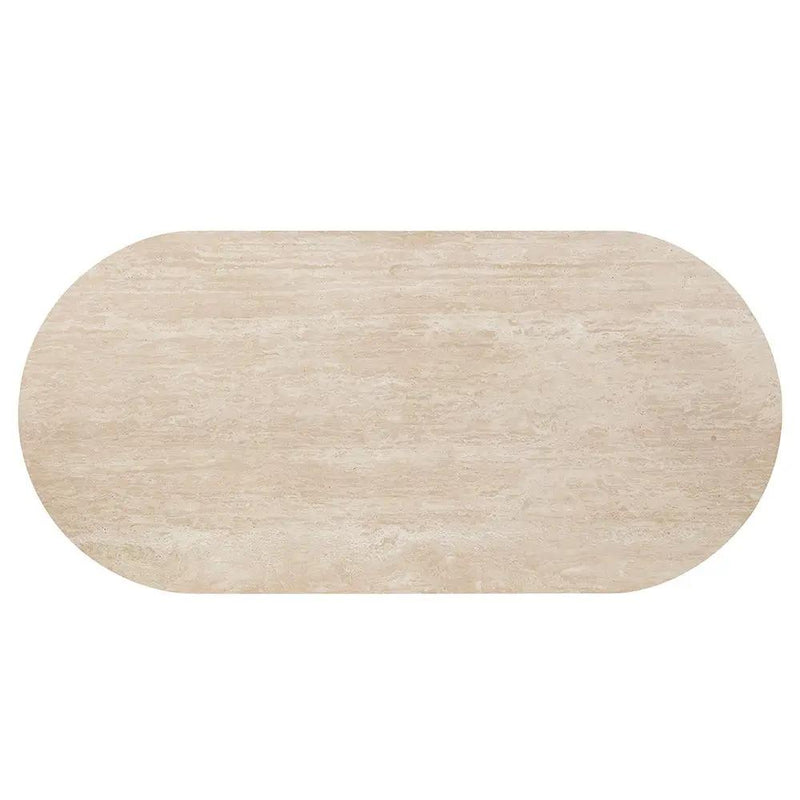 Leonardo - Dining Table - Travertine Top & Dark Oak by Unique Piece Furniture