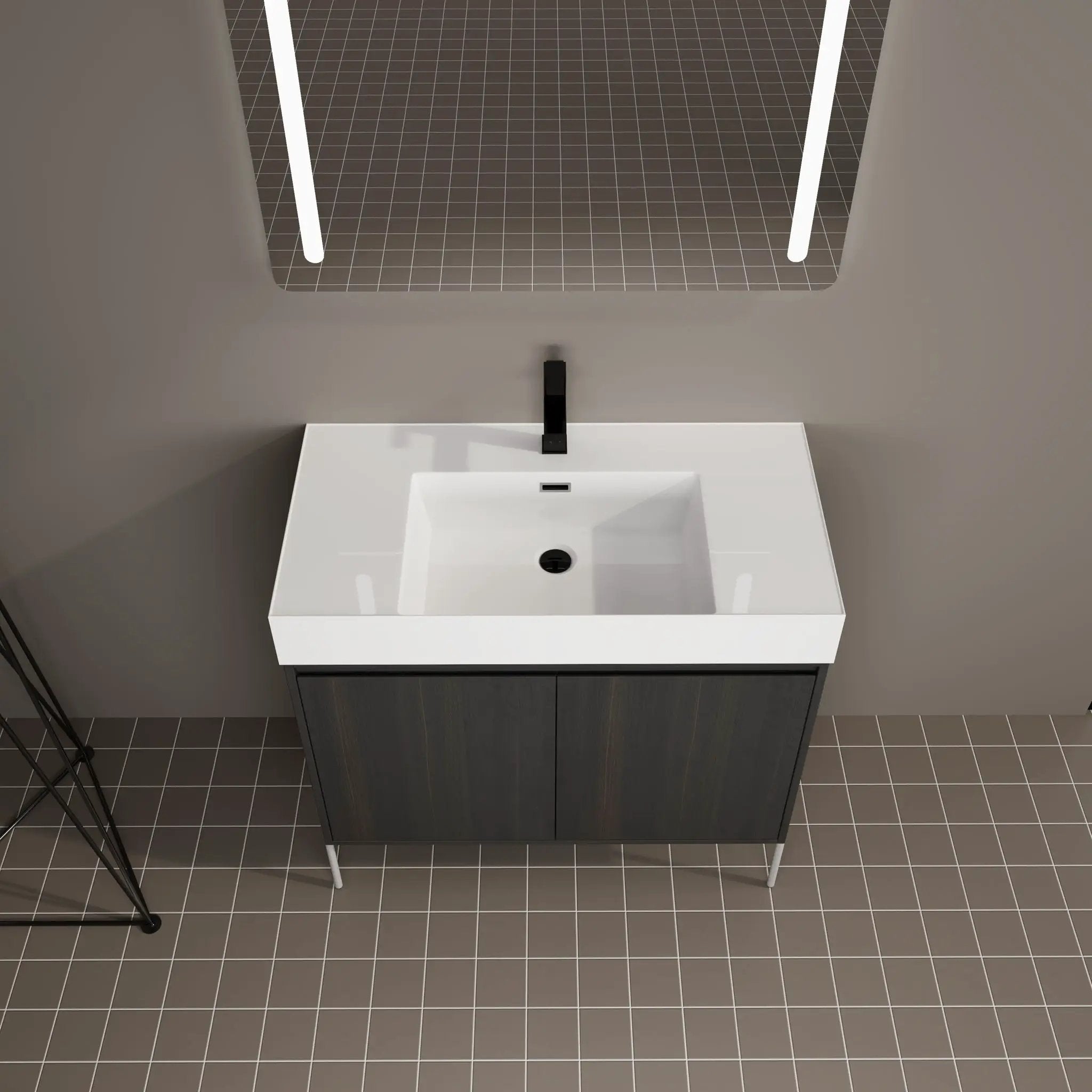 Freestanding Bathroom Vanity With Resin Sink And Storage Cabinet by HouseOfZazla