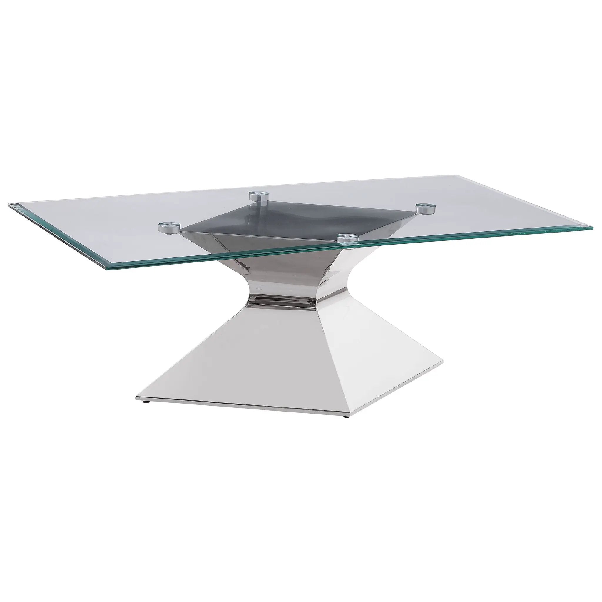 Jenny Glass Top Stainless Steel Coffee Table Chrome by Unique Piece Furniture
