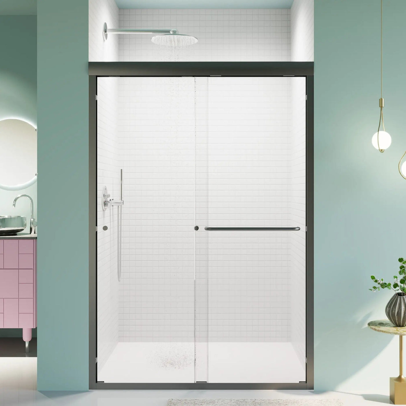 Semi Frameless Double Sliding Shower Door with Tempered Glass by HouseOfZazla