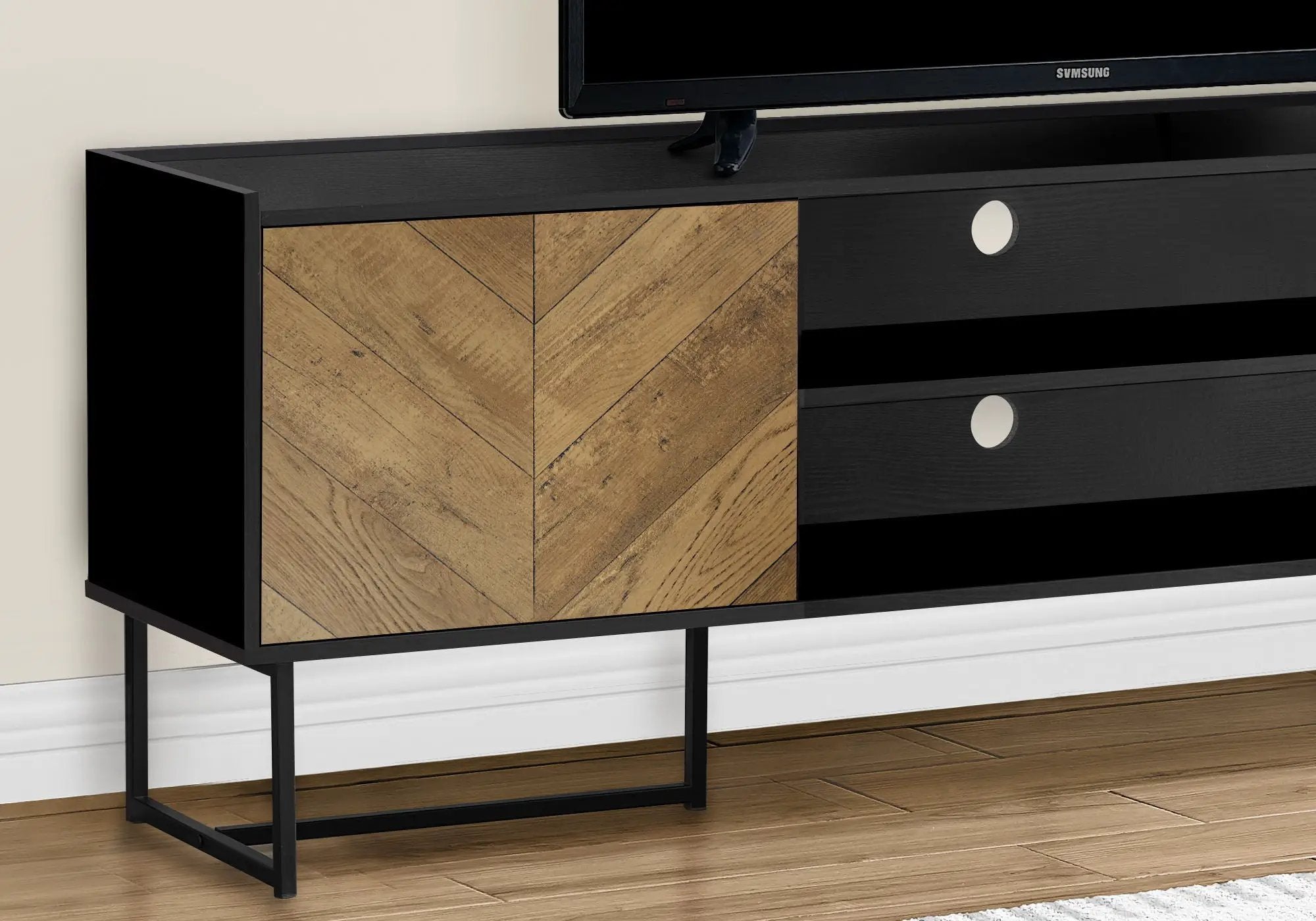 TV Stand, Console, Media Entertainment Center, Storage Cabinet, Modern - Black by Unique Piece Furniture