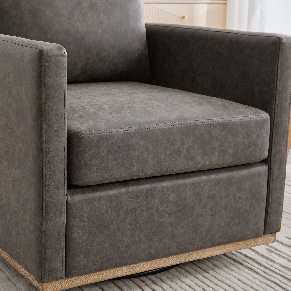 30.7"W Upholstered Square Swivel Accent Chair, photo 6 of 10