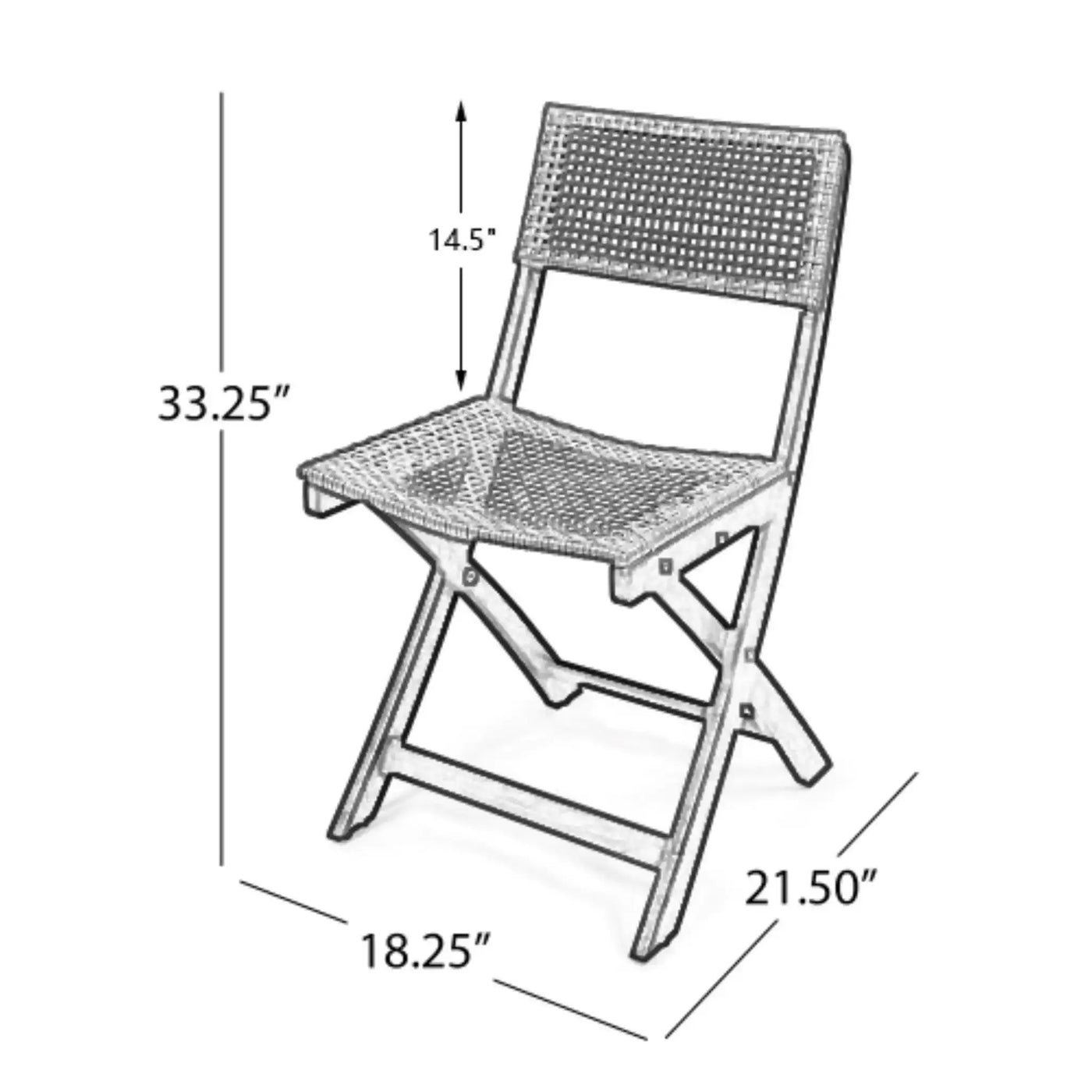 Bistro Foldable Chair With Wicker Backrest by HouseOfZazla