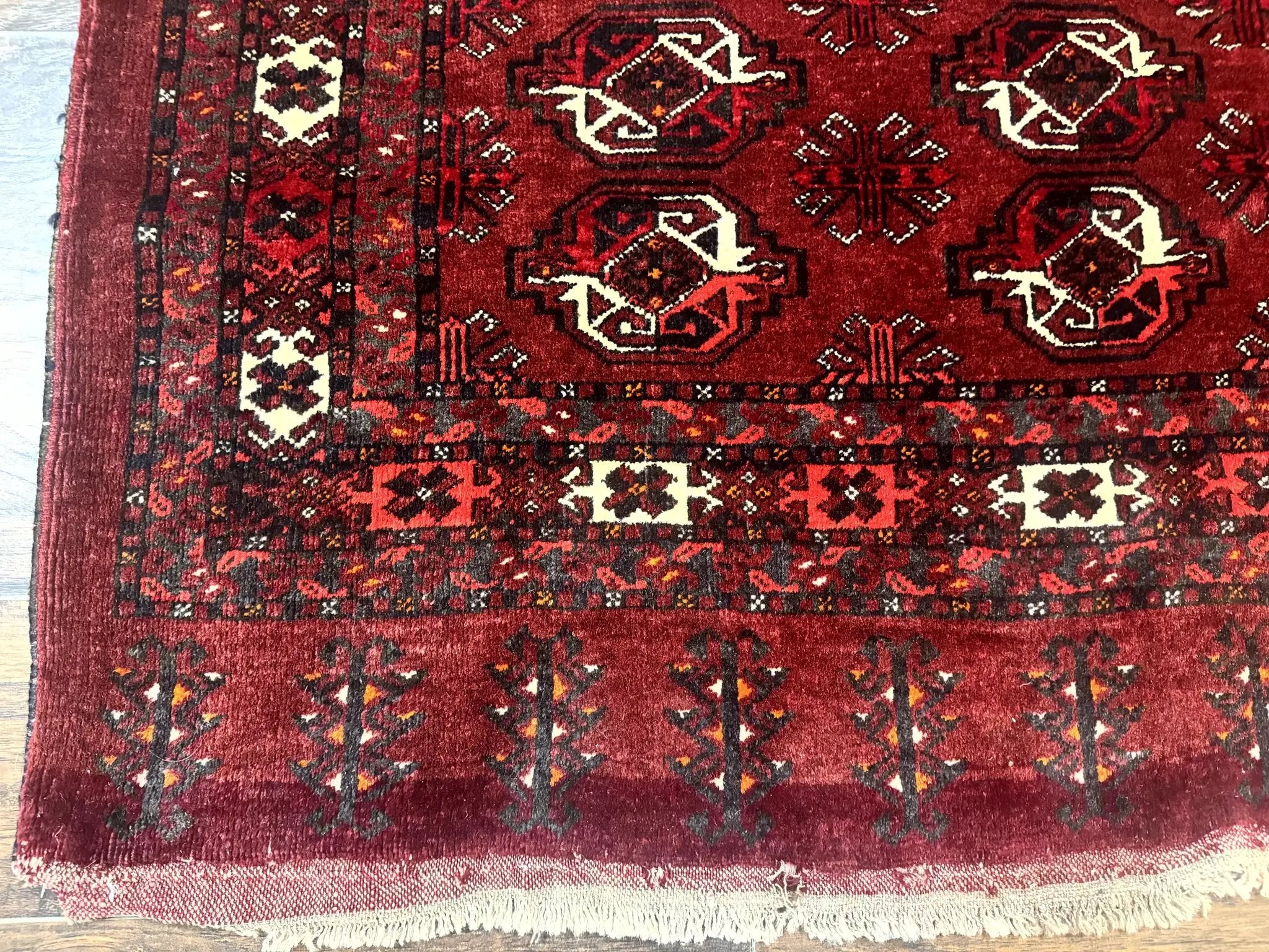 Antique Afghan Turkoman Mafrash Rug 3x5, Red, Hand Knotted, Wool, Tribal Collectible by Jewel Rugs