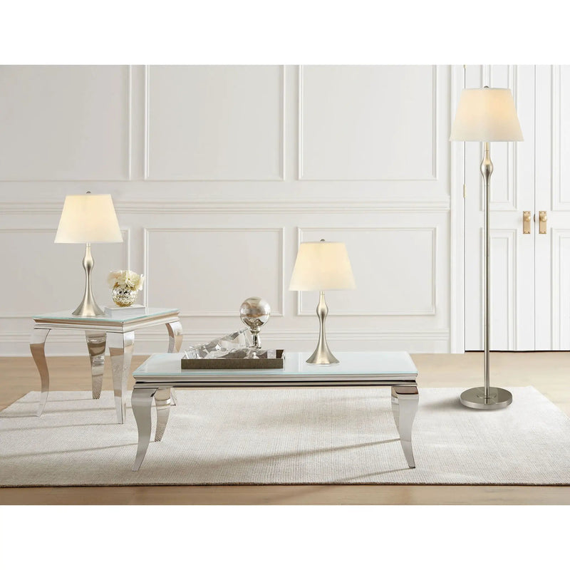3 Piece Lamp Set, Floor Lamp And 2 Table Lamps - Silver by HouseOfZazla