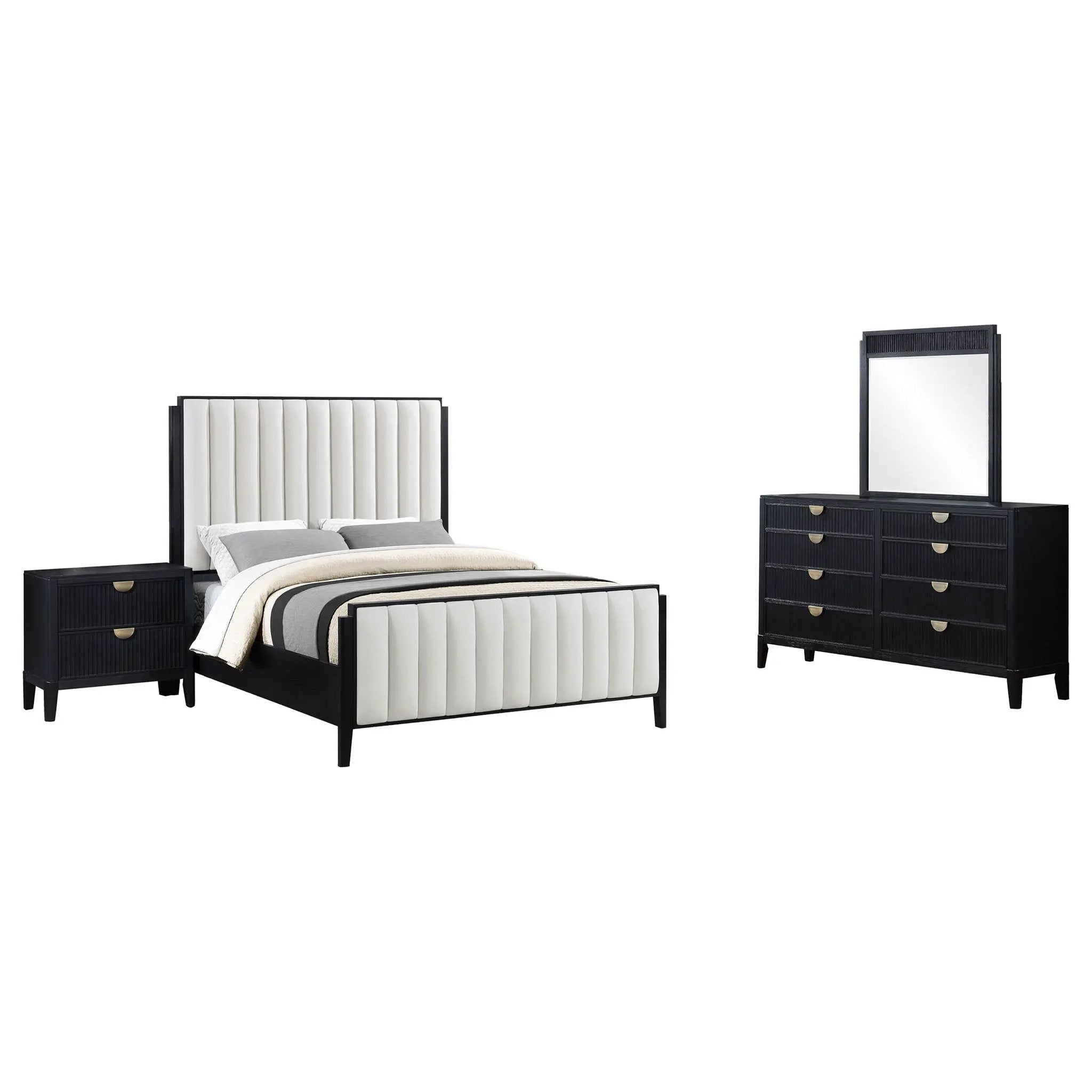 Brookmead 4-piece Upholstered Eastern King Bedroom Set Black by Unique Piece Furniture