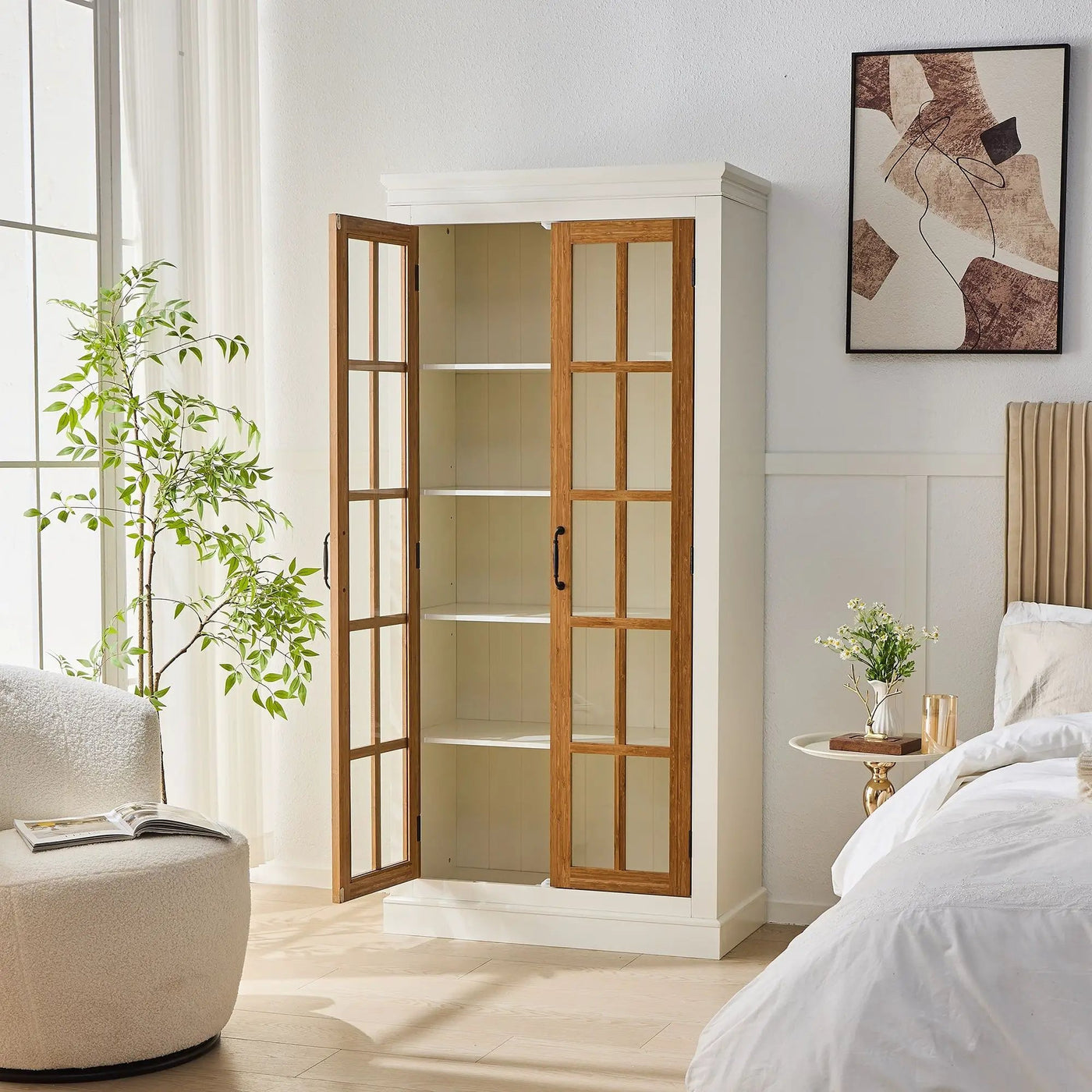 Rustic Style Display Cabinet With Glass Doors For Collectibles by HouseOfZazla