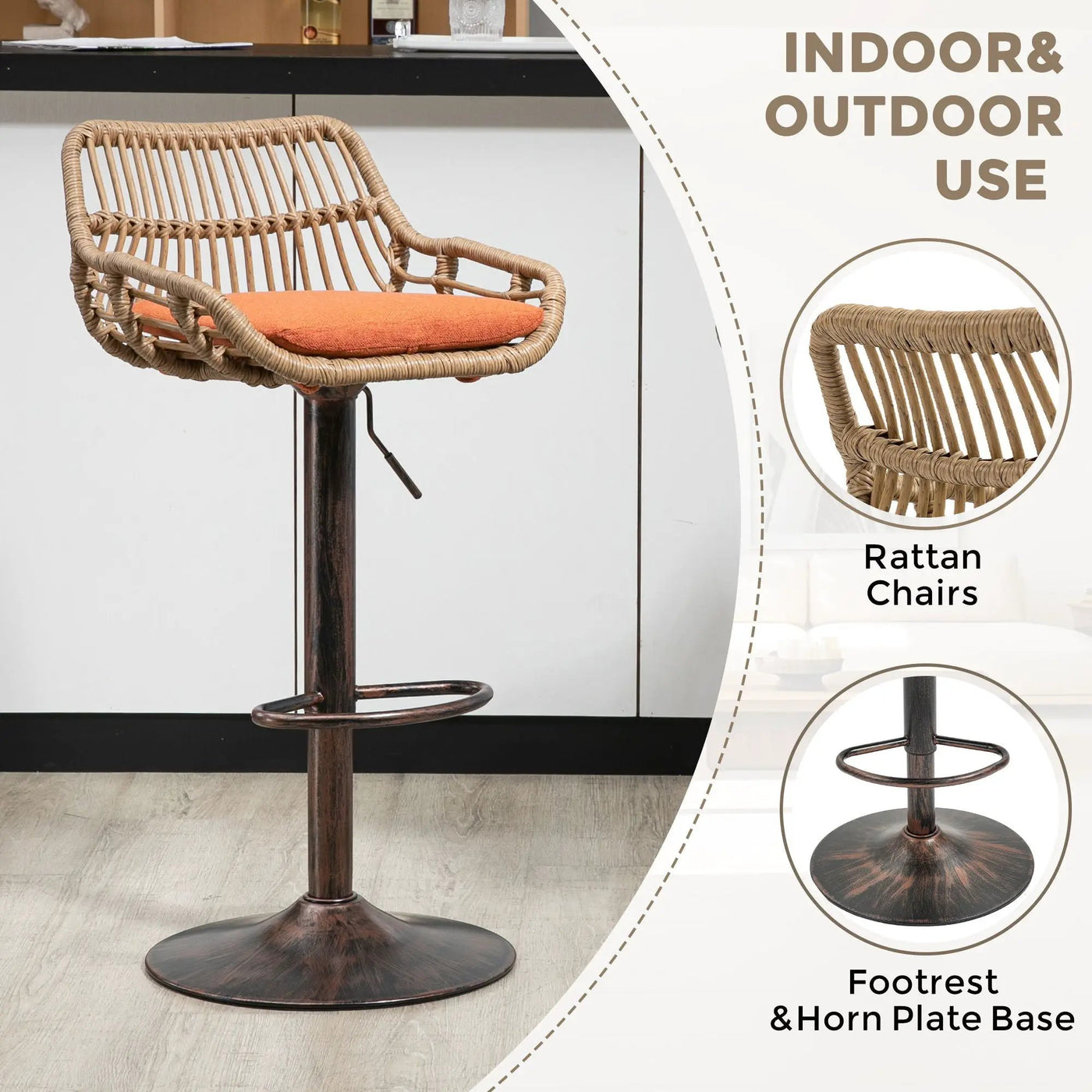 Modern Swivel Bar Stools Adjustable Counter Chairs With Footrest (Set of 2) by HouseOfZazla