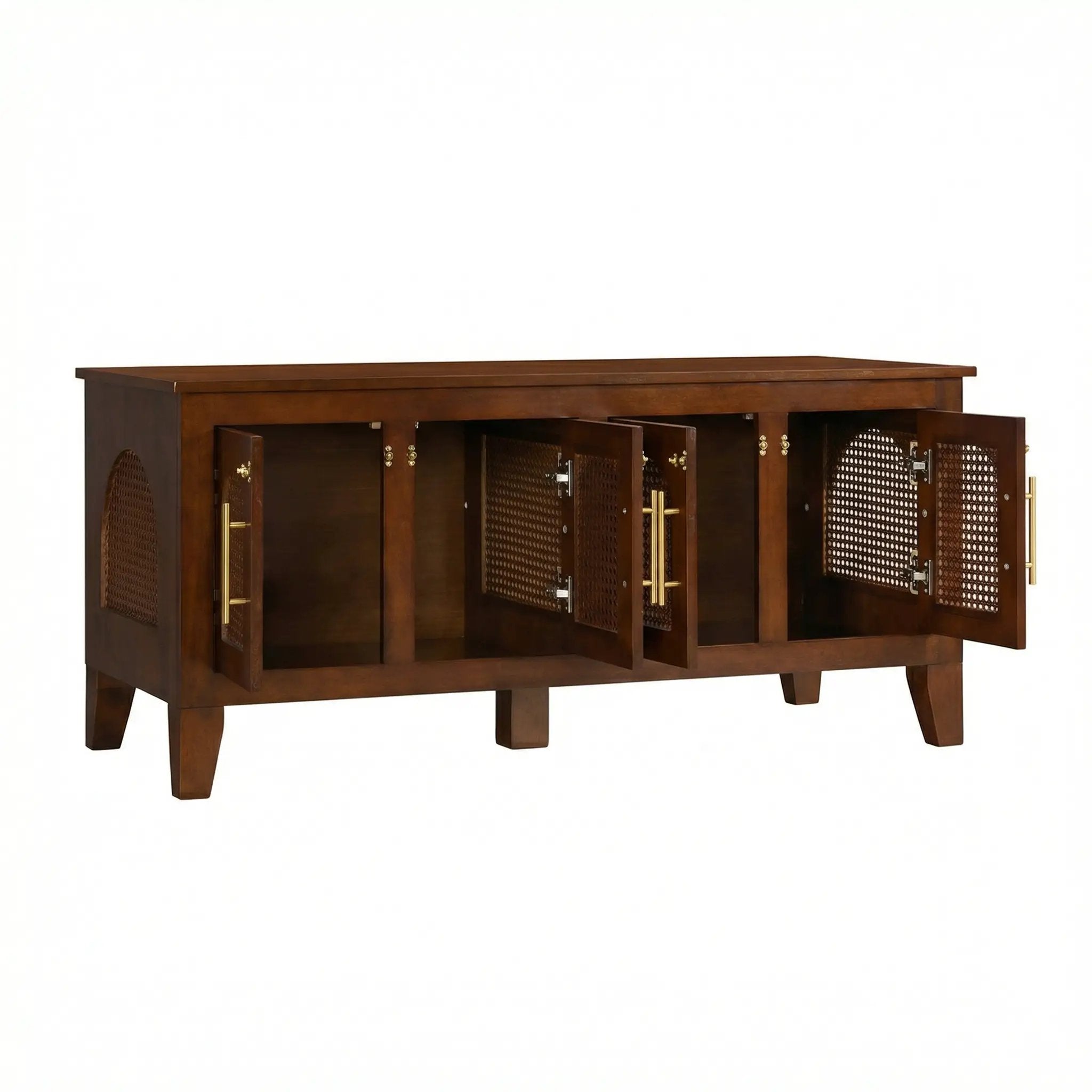 Lars Indoor Rattan Decorated Rubber Wood Dog Crate Cabinet Furniture by HouseOfZazla