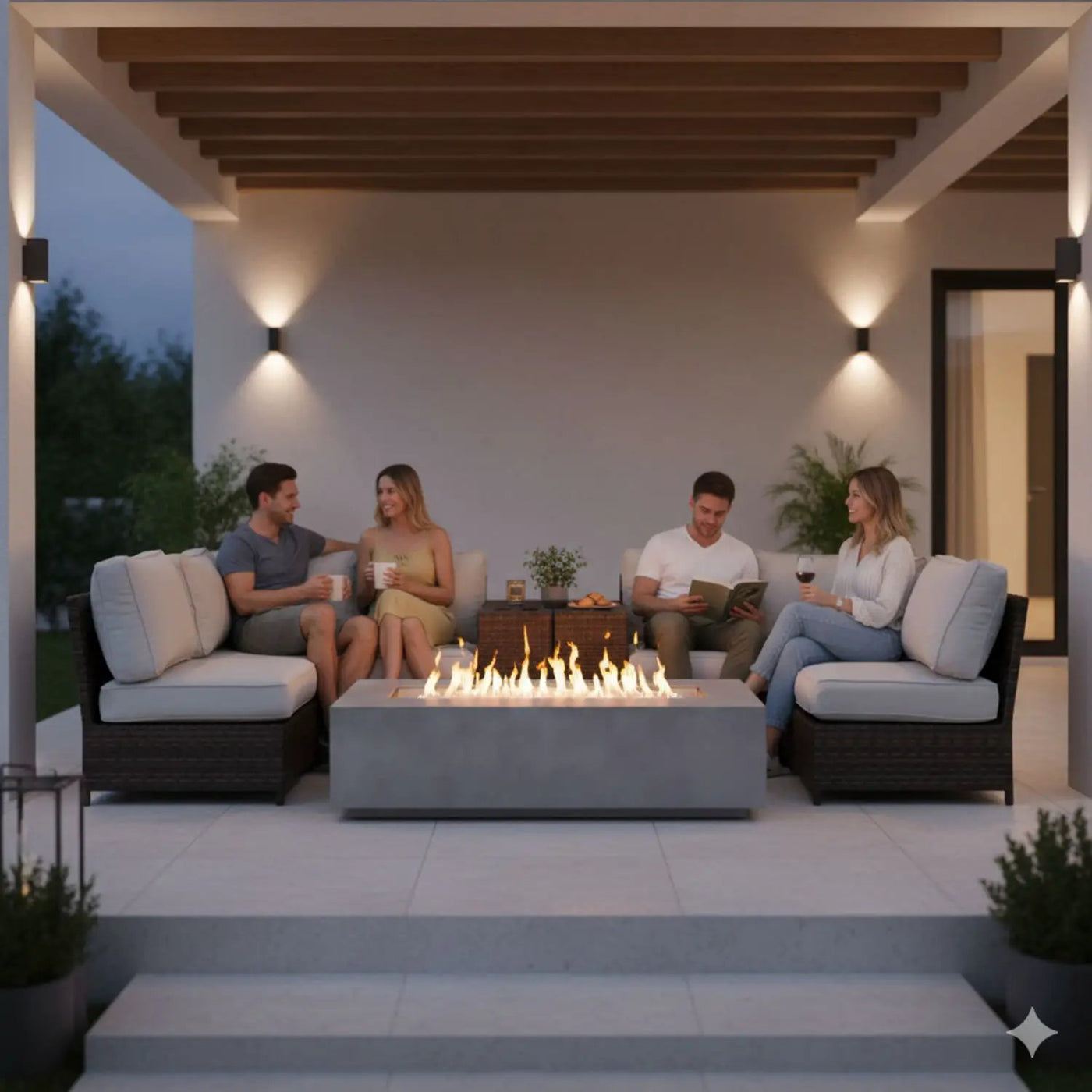 Outdoor Elegance Conversation Set With Fire Pit by Unique Piece Furniture