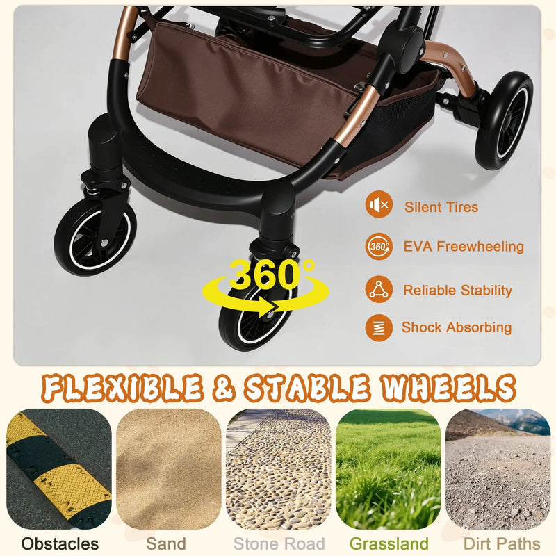 Pet Stroller for Dogs and Cats, 2-in-1 Detachable Foldable With Sun Canopy by HouseOfZazla